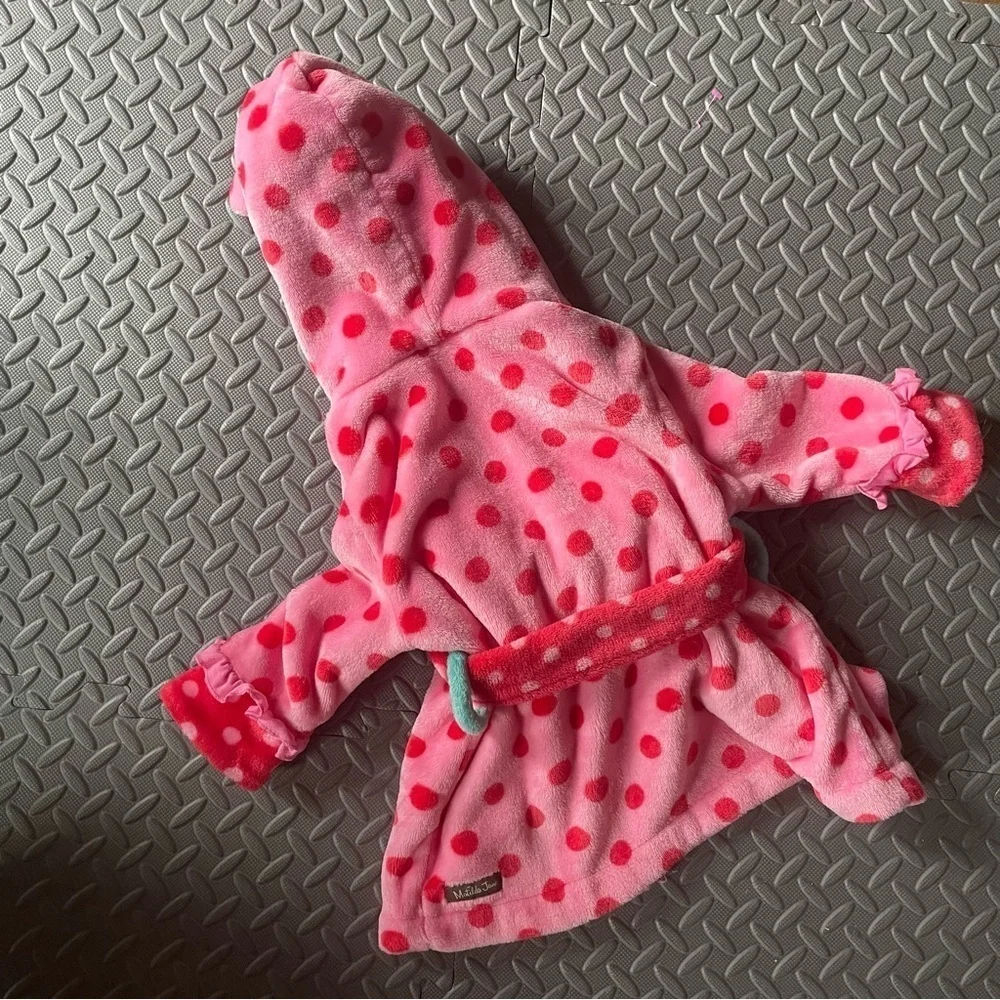 Matilda Jane Wonderment All Clean Fluffy Pink Polka Dot Bath Robe